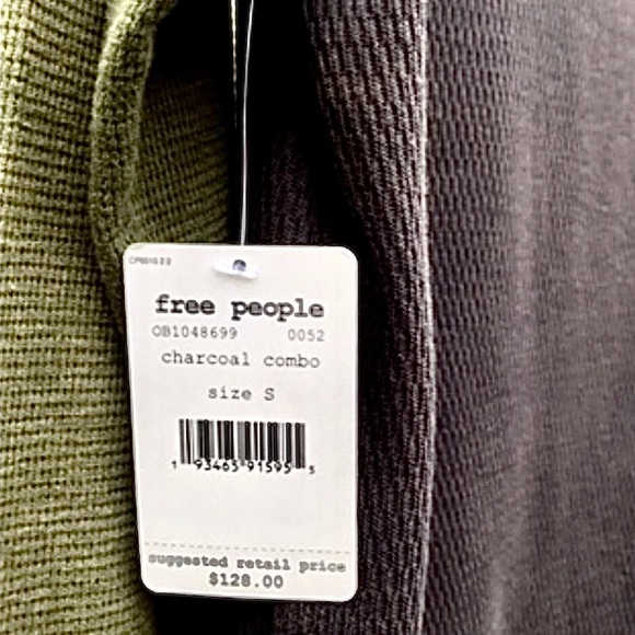 NWT Free People Lonestar Boho Patchwork Waffle Tee - Picture 7 of 7